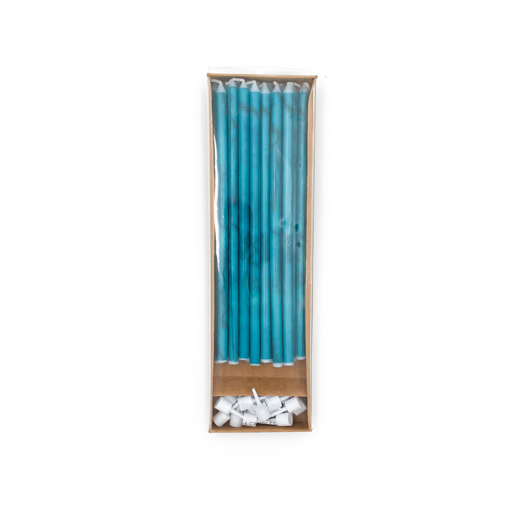 5.75" Turquoise stone design birthday candles. Cake picks included. 